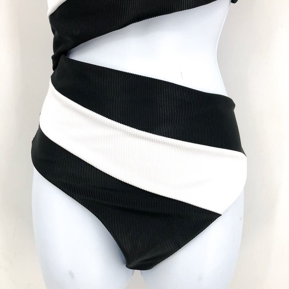 BEACH RIOT Women's Joyce One Shoulder One Piece Swimsuit Small Black White NWT - Picture 8 of 12